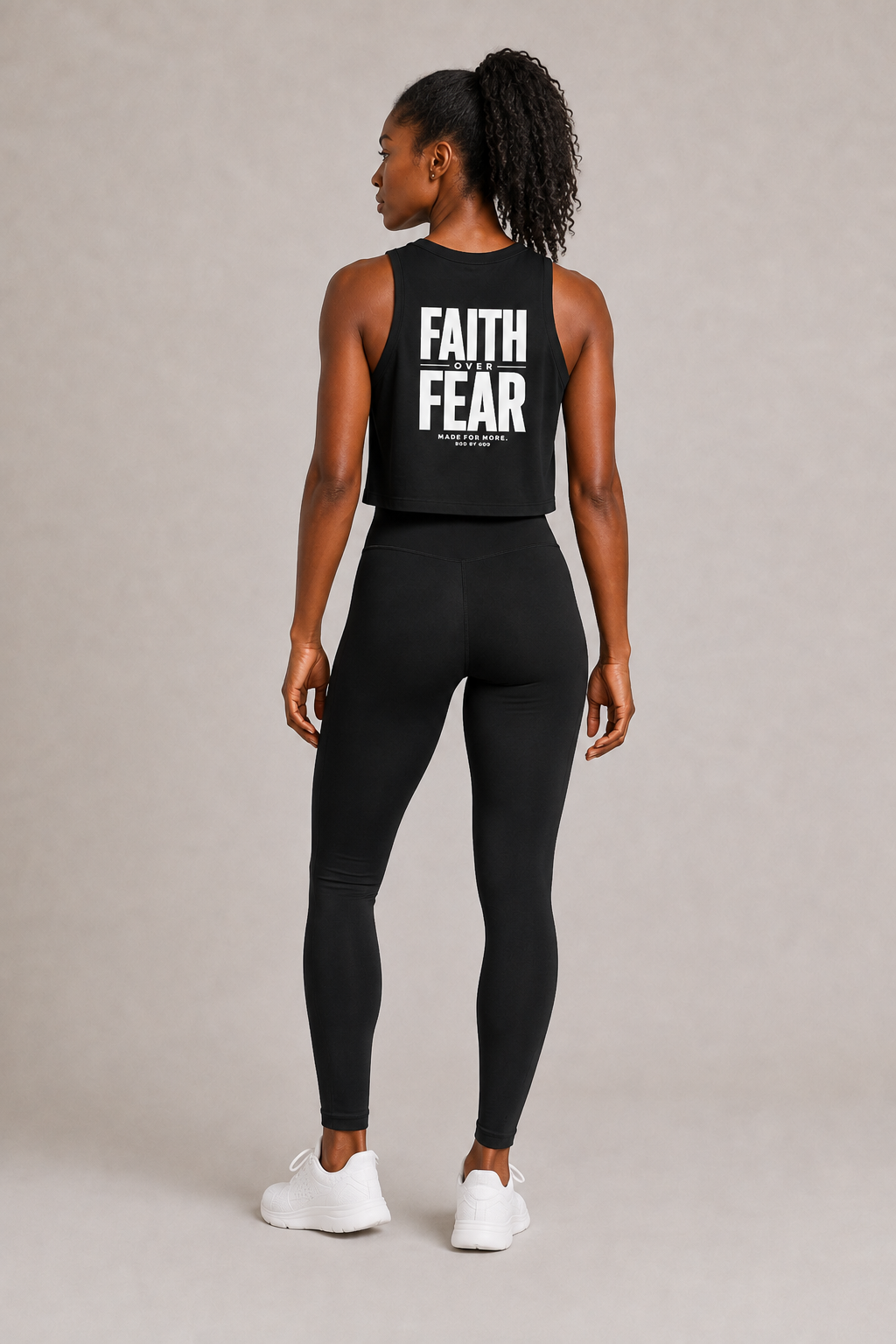SIGNATURE FAITH OVER FEAR women's micro rib racer tank top