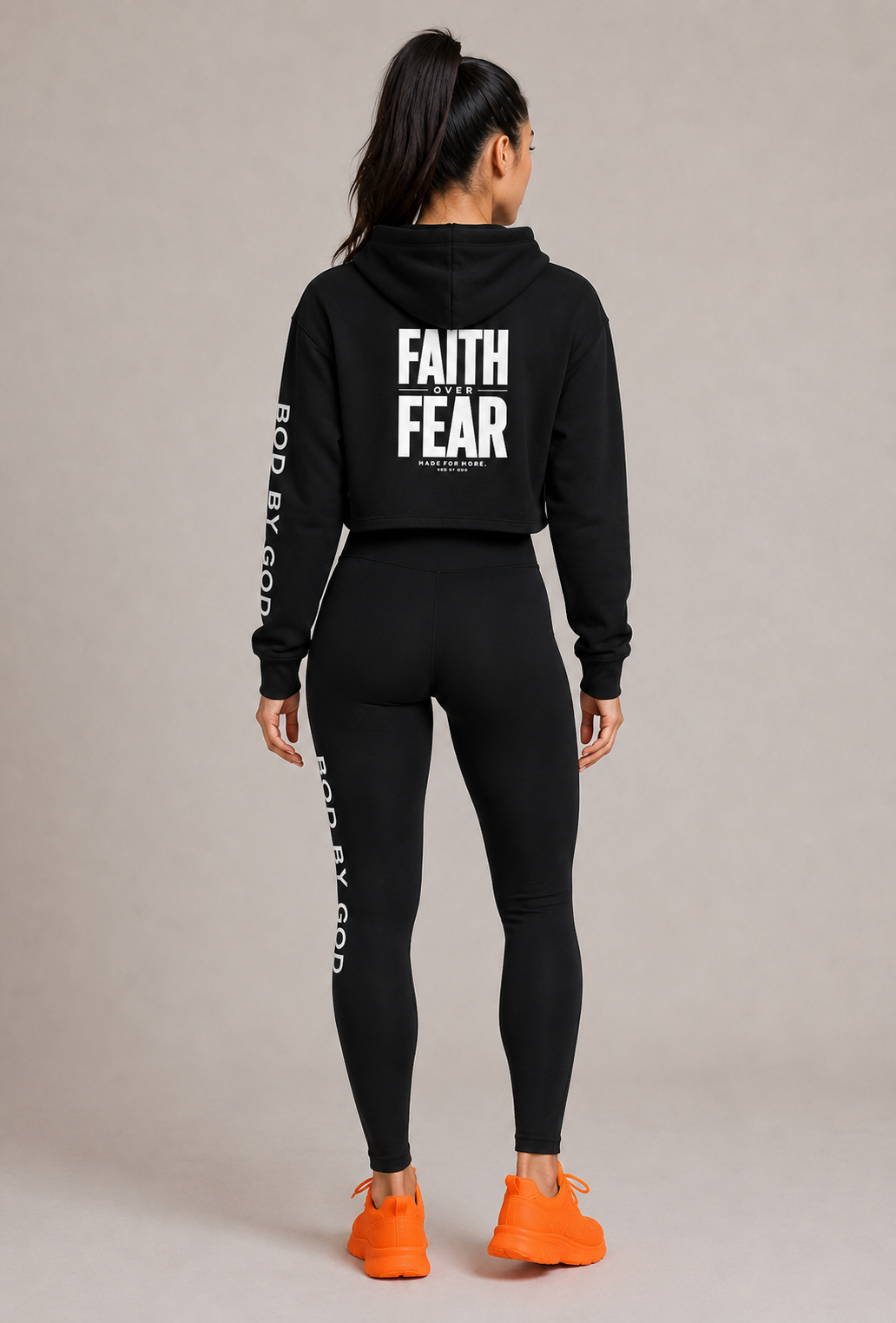 FAITH OVER FEAR SIGNATURE Crop Hoodie